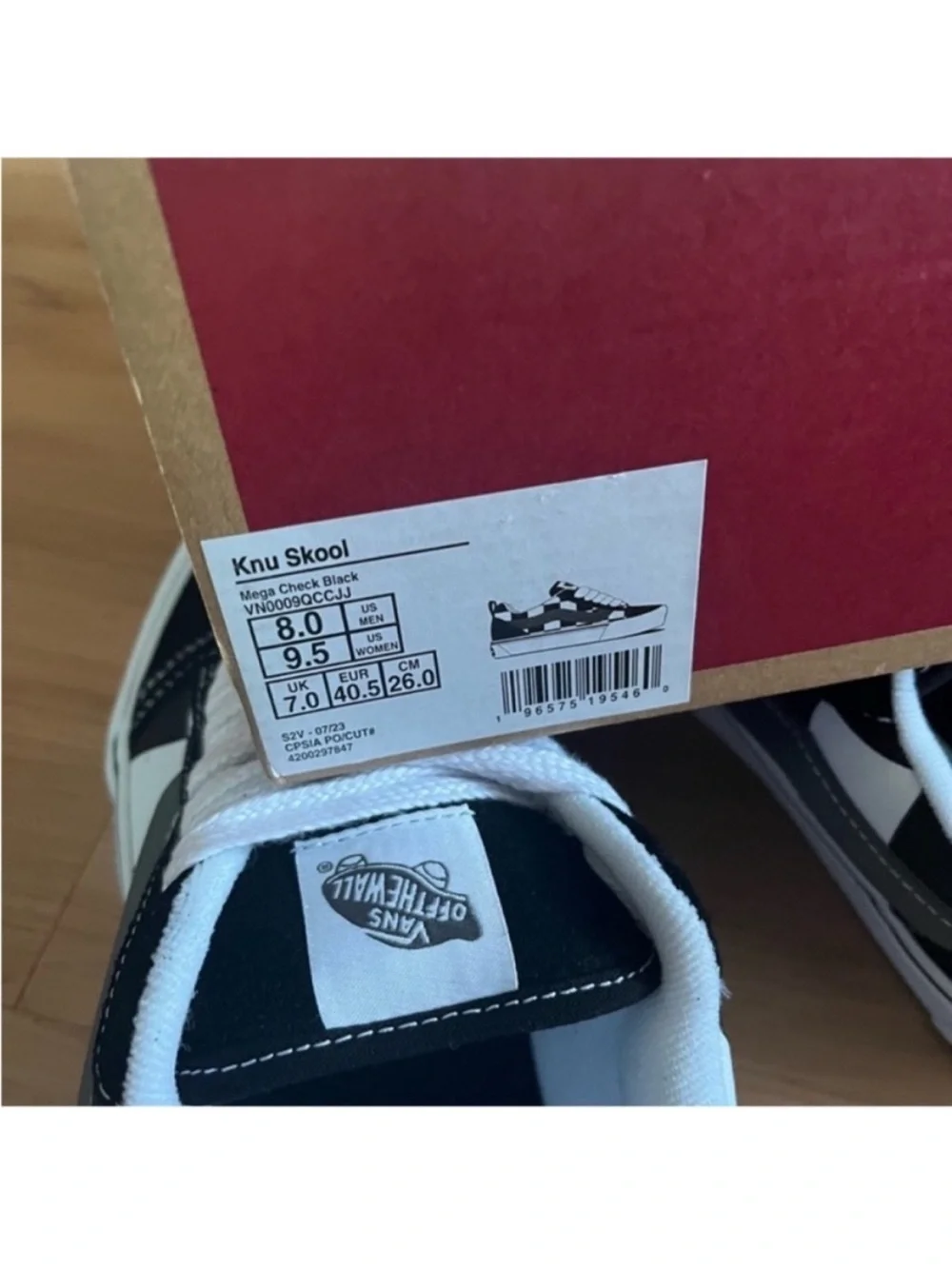 Vans Knu Skool Mega Check Black Women 9.5 US Mens 8.0US